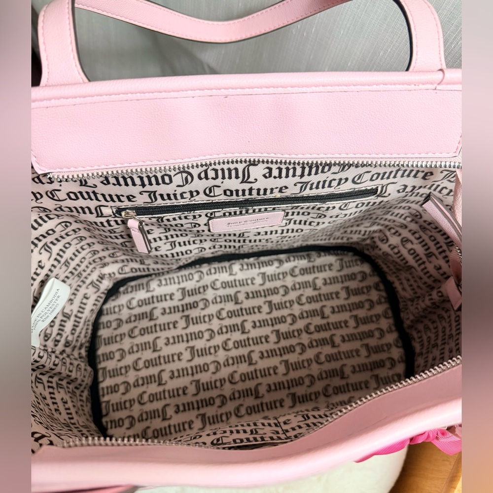 NEW Juicy Couture Royalty Pink Velour Tote - Picture 5 of 9